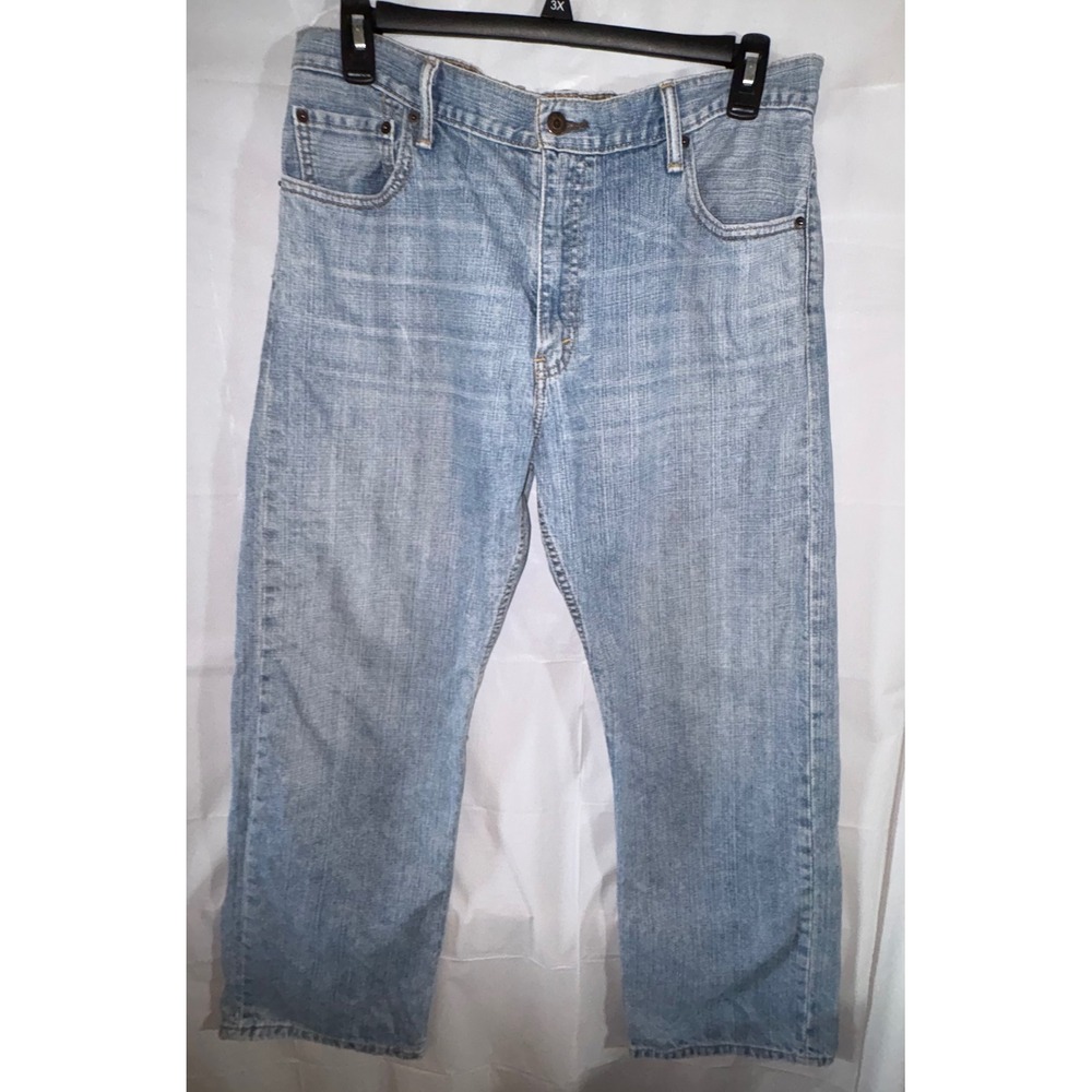 Levis 569 Loose Straight Jeans Mens 36x30 Light Wash Blue Denim Relaxed Fit